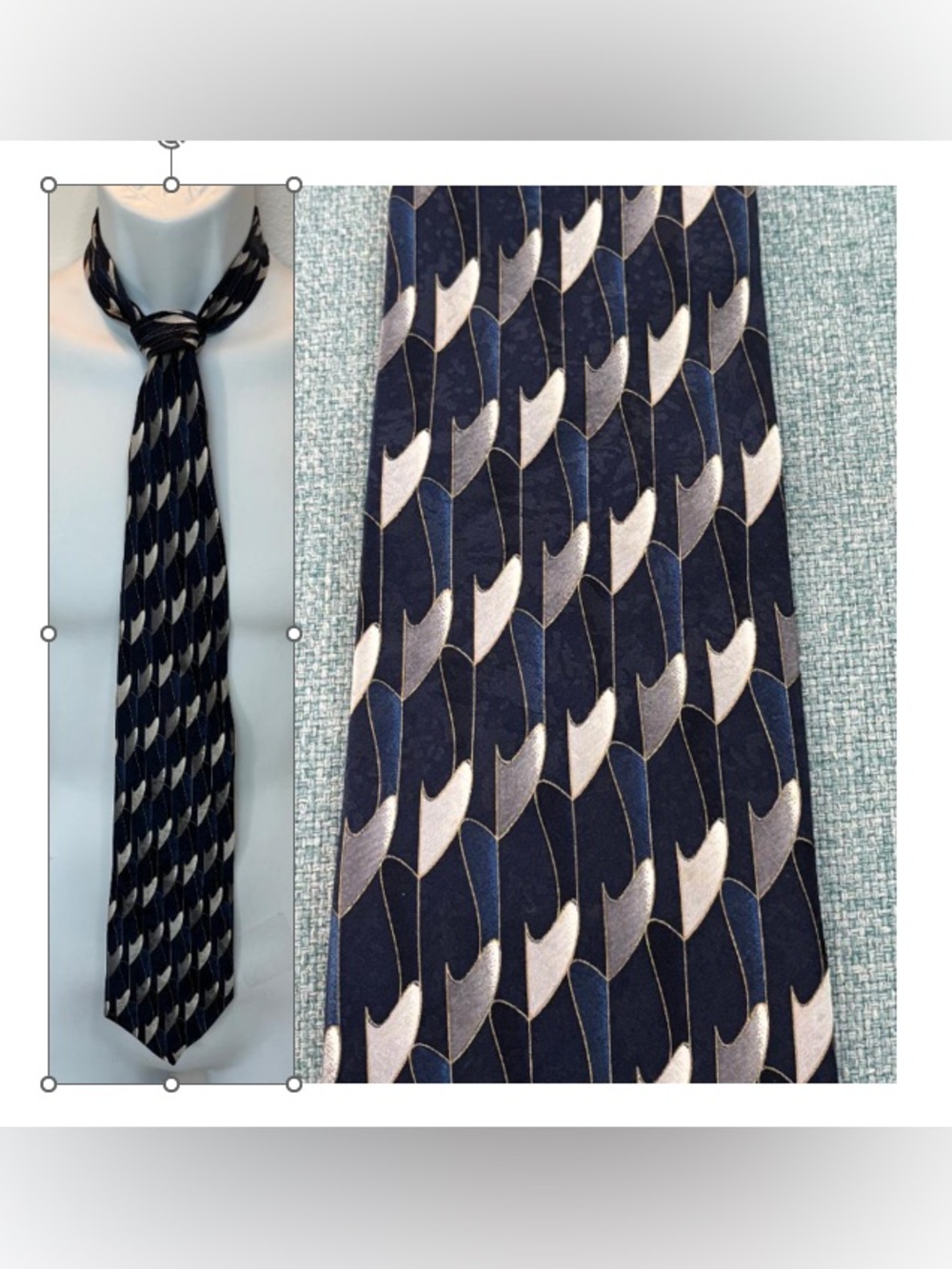 TIZIANO MILANO Por/Pour Moores Tie in Blue and Gray Pattern O/S